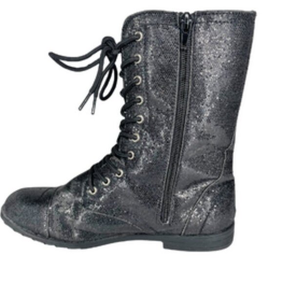 Balera Black Glitter Combat Boots | Dance Performance Hip Hop Shoes Size 7 - Picture 3 of 11